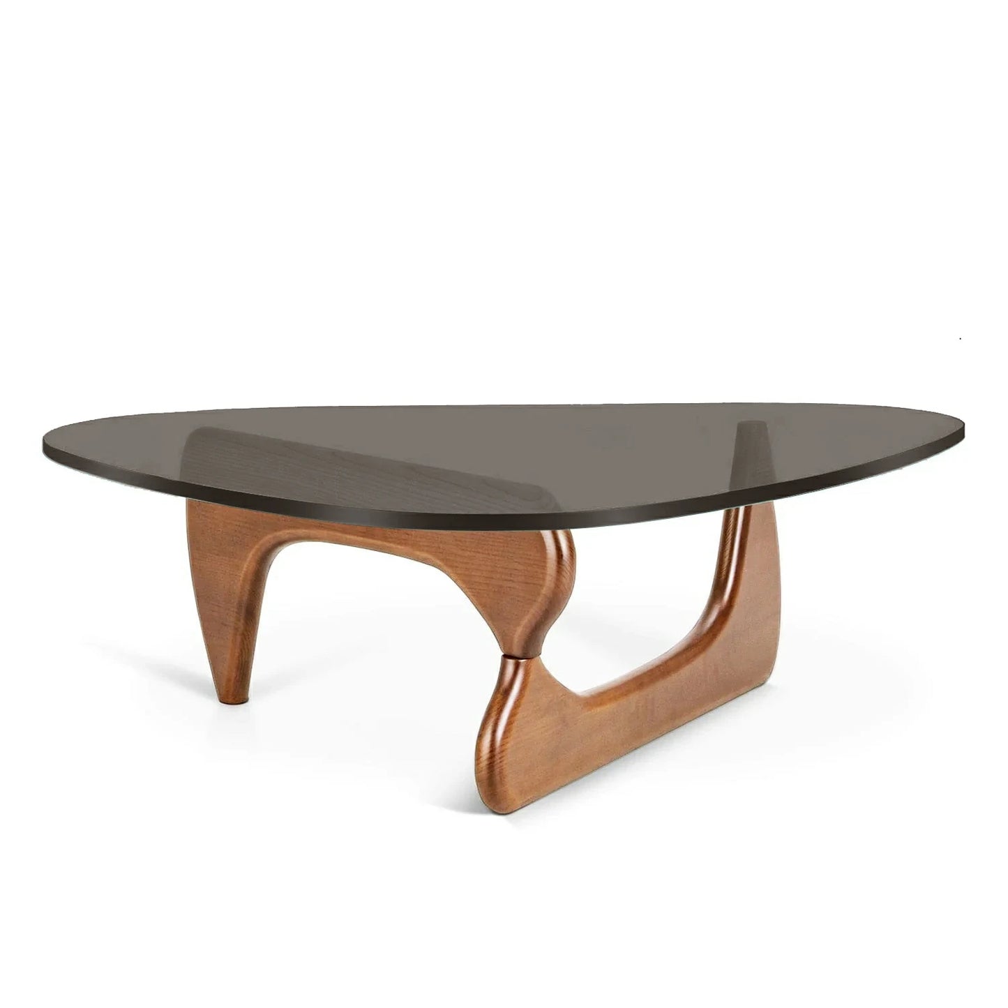 noguchi coffee table gray glass light walnut base