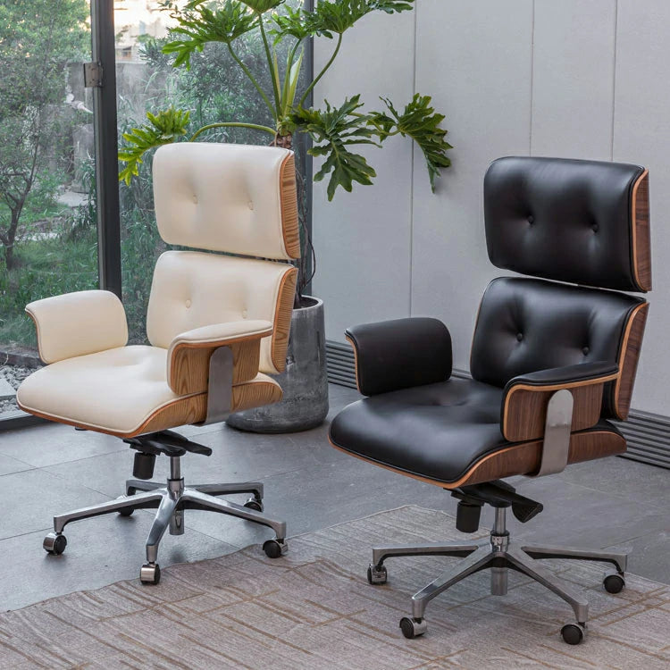Eames Executive Office Chair white & Black leather