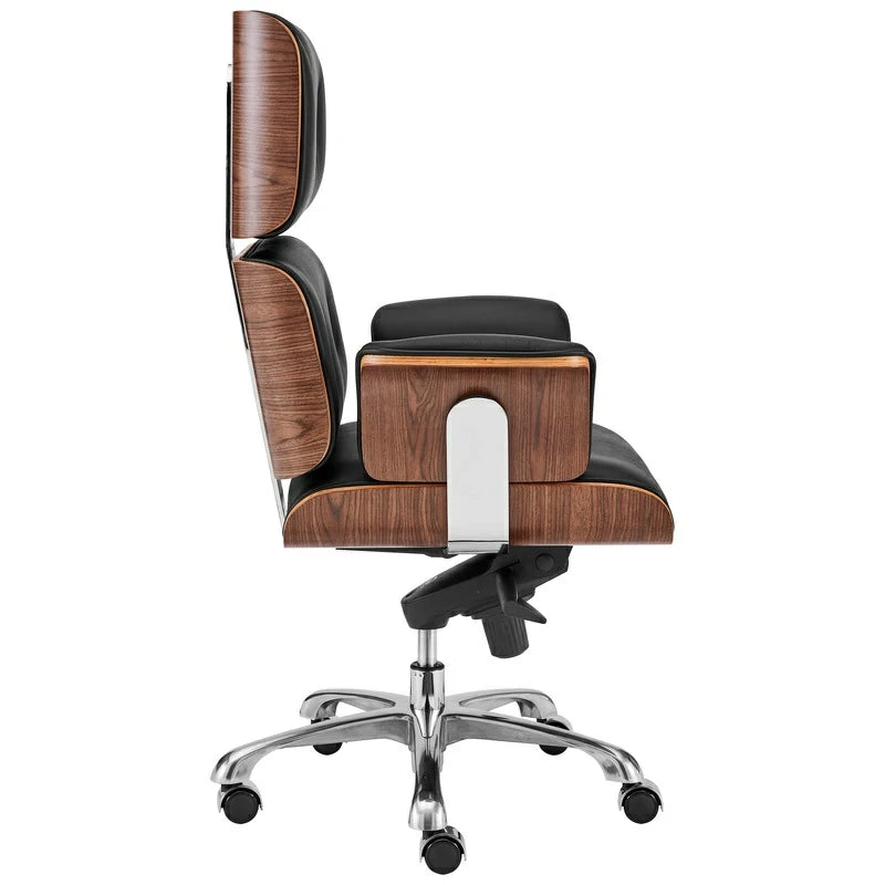 Eames Executive Office Chair black leather side angle