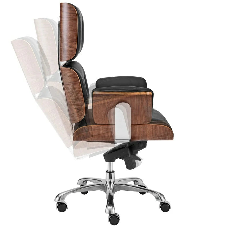 Eames Executive Office Chair black leather recline function angle