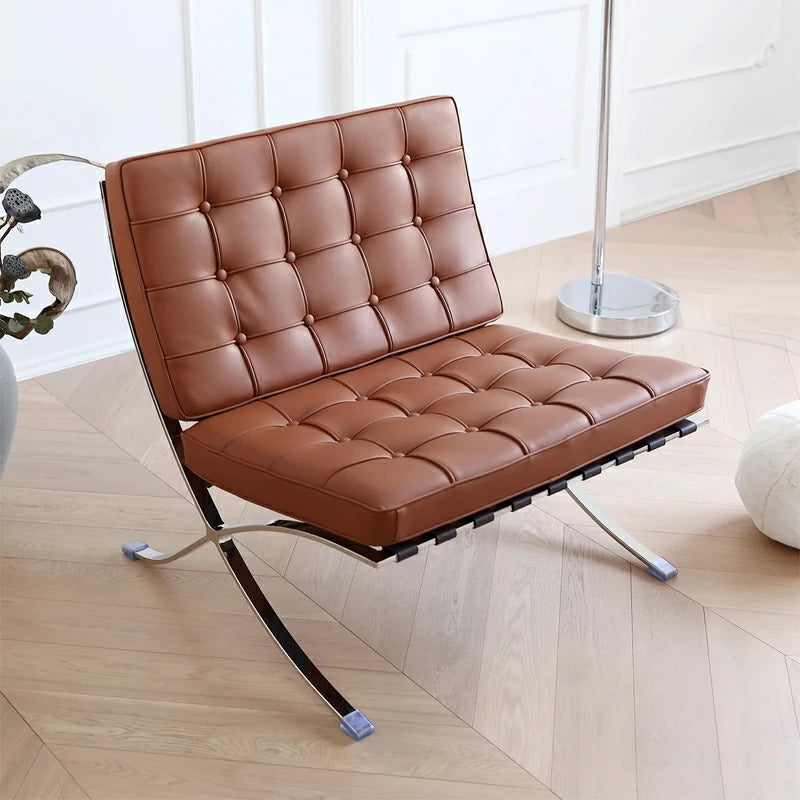 Barcelona Chair leather light brown 45° angle