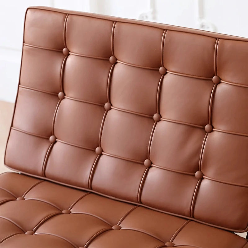 Barcelona Chair light brown leather close up