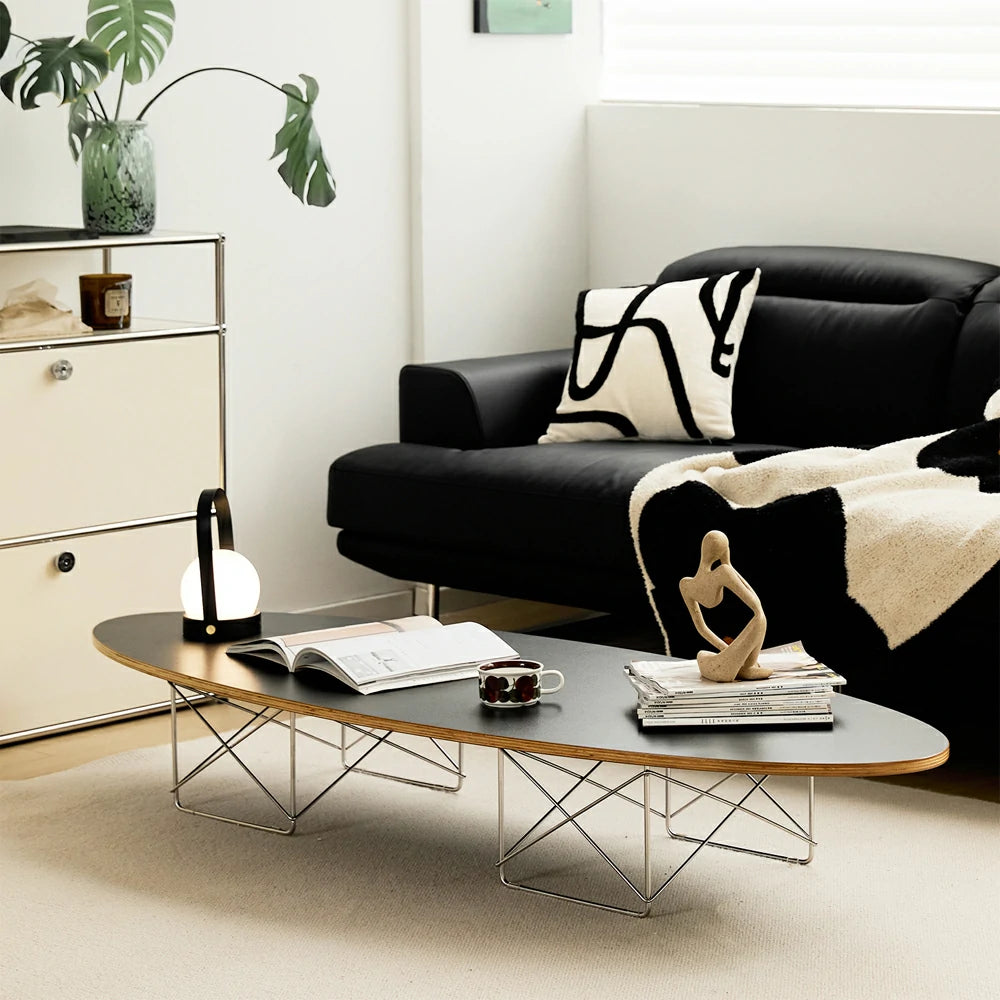 Replica Eames Stainless steel Wire base Elliptical Coffee Table