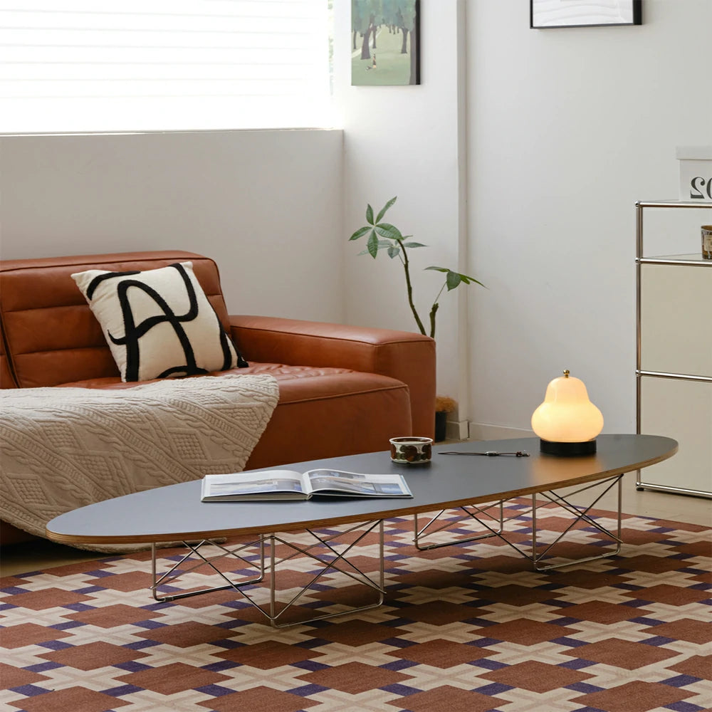 Replica Eames Stainless steel Wire base Elliptical Coffee Table