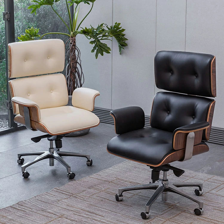 Eames Executive Office Chair white & Black leather