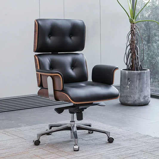 Eames Executive Office Chair black leather 45° angle
