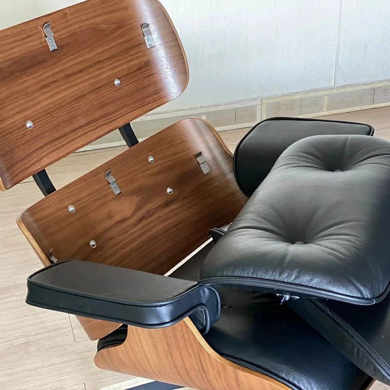 Eames lounge chair and ottoman Black Italian Leather Removable backpack