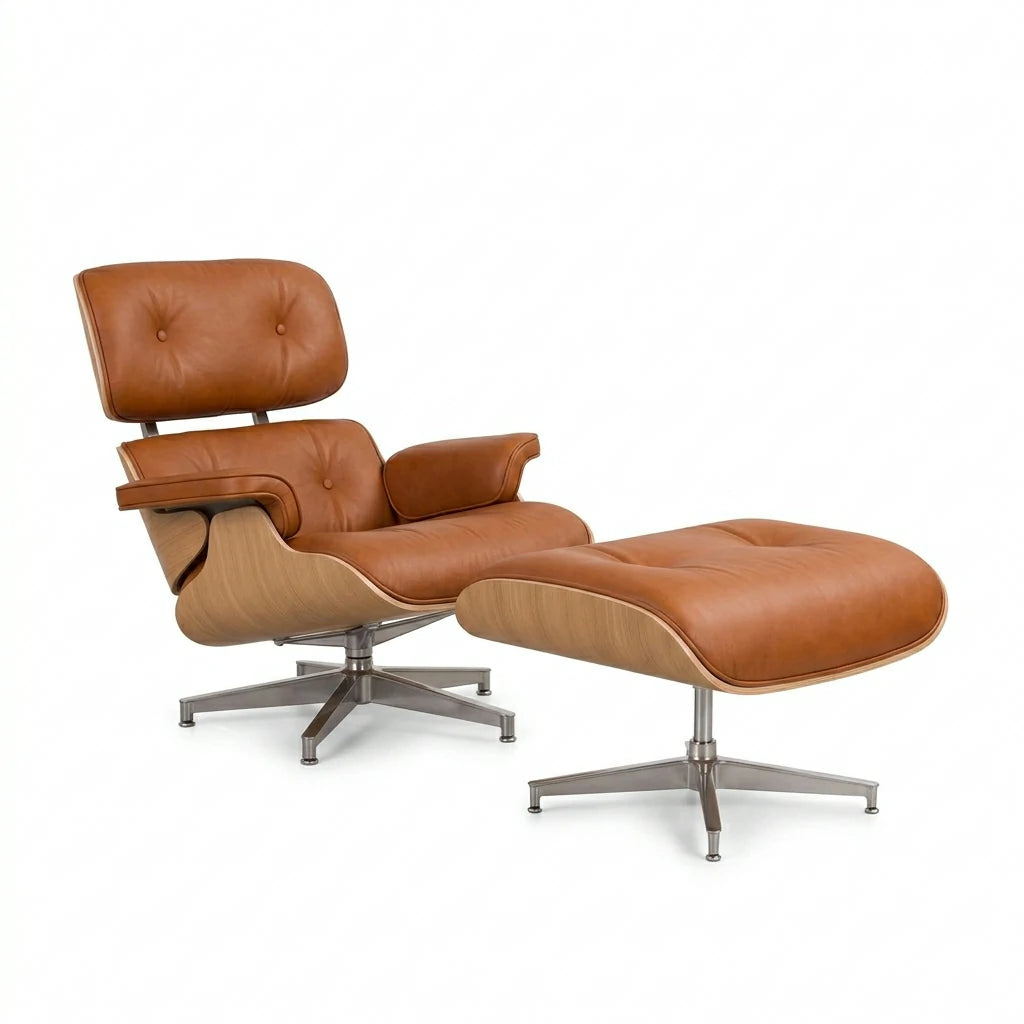Eames lounge chair and ottoman Black full grain leather Replica