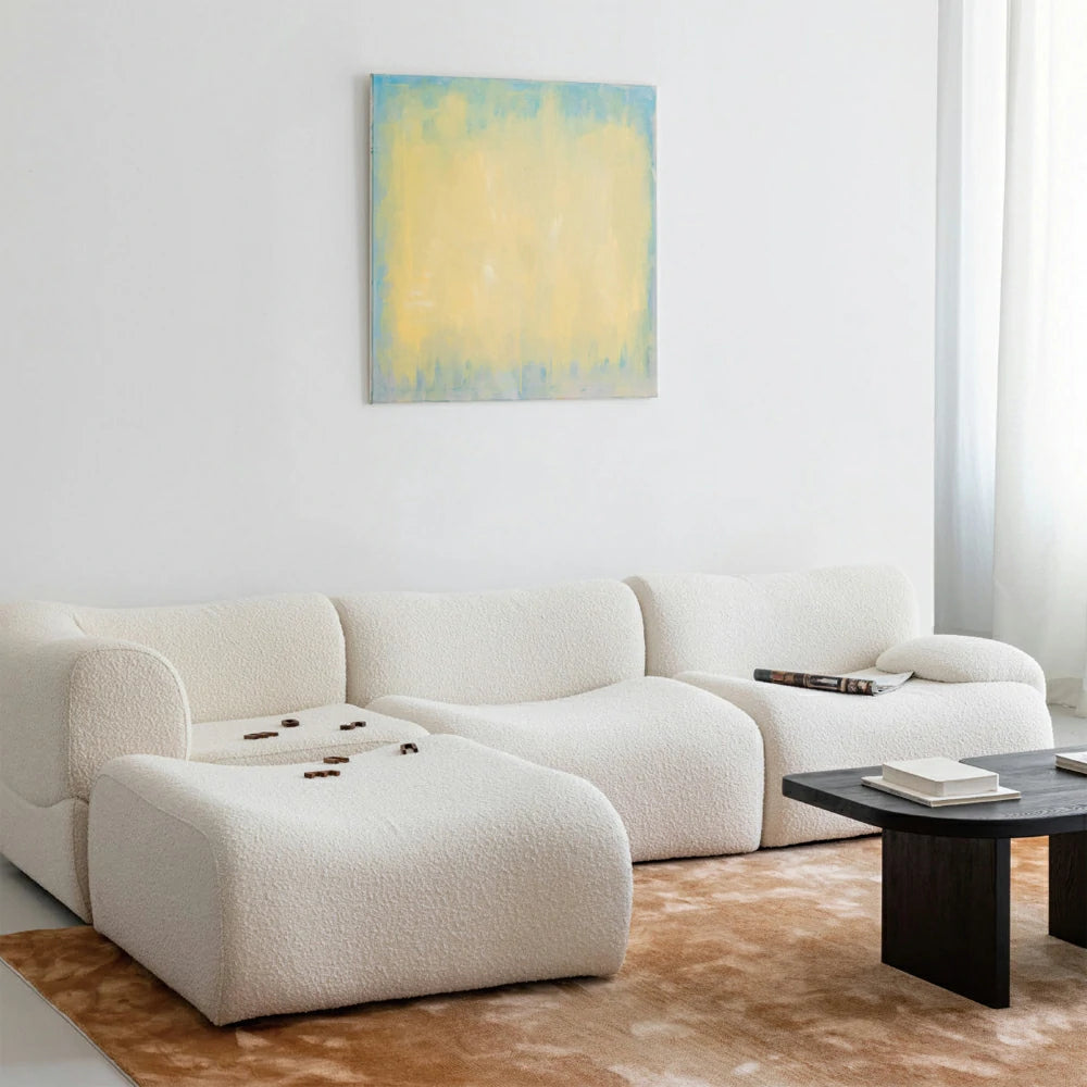 Living Room white Compression Sofa Sectional Couch