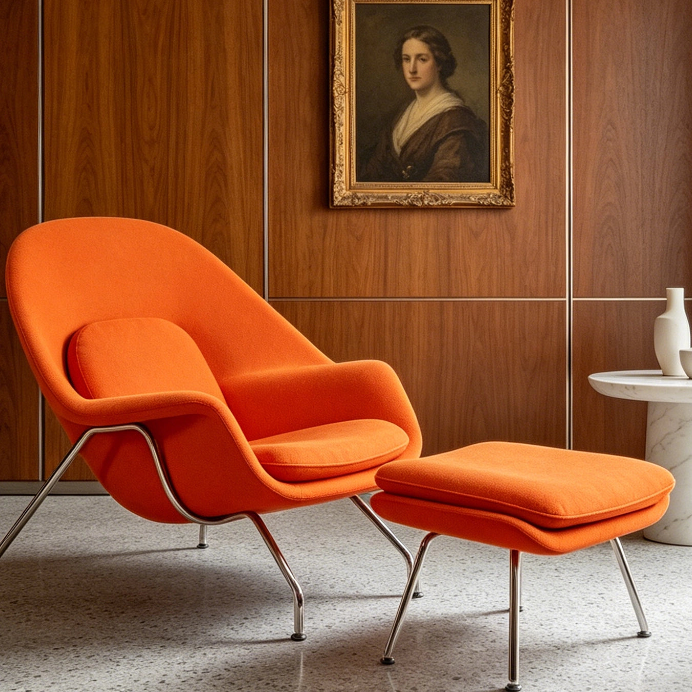 Replica Eero Saarinen Womb Chair and Ottoman
