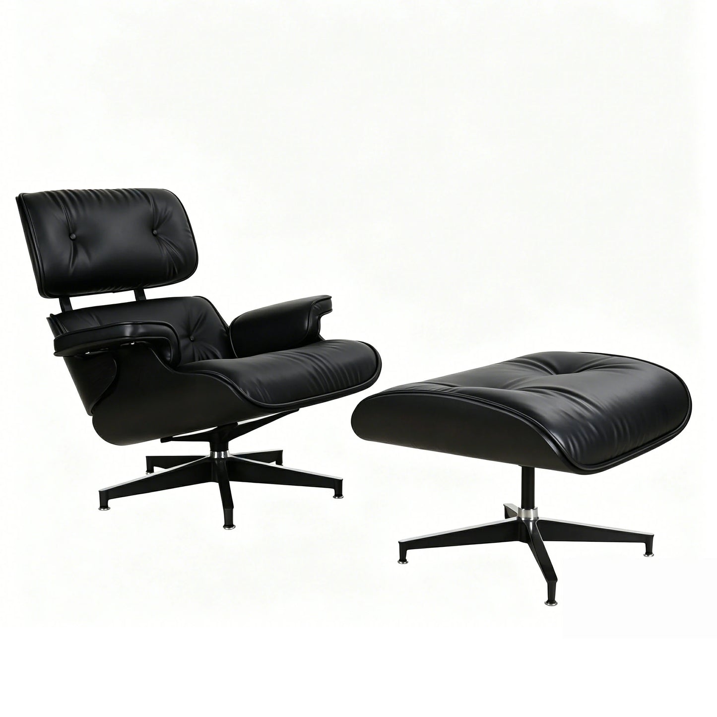 Eames lounge chair and ottoman Black full grain leather Replica