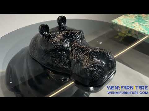 Hippo glass coffee table black base