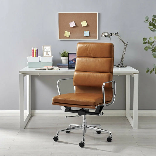 Eames executive office chair soft pad chair tan leather EA219