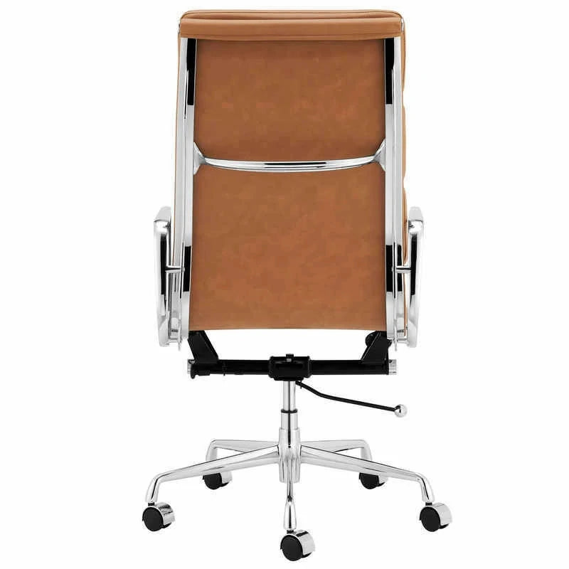 Eames executive office chair soft pad chair tan leather EA219 back side