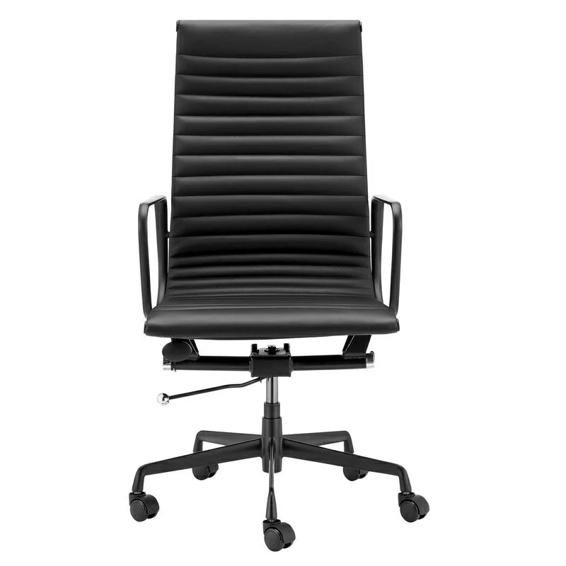 Eames executive office chair EA119 black frame blackleather front side