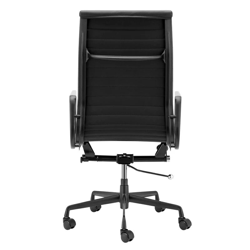 Eames executive office chair EA119 black frame black leather back angle
