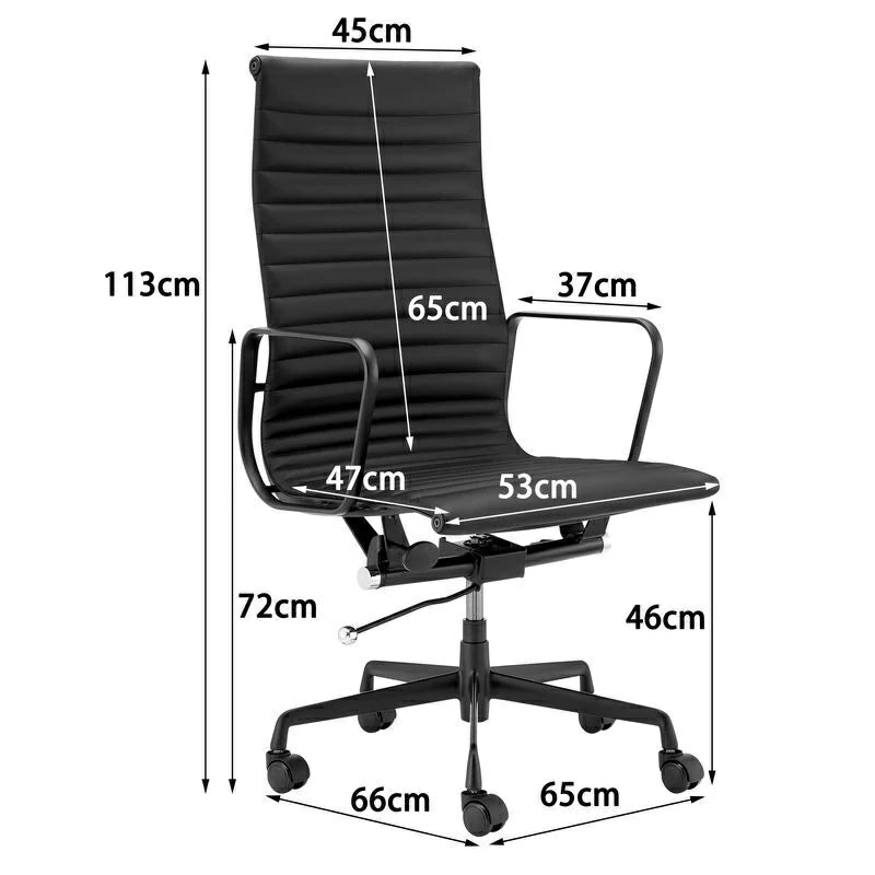 Eames executive office chair EA119 black frame black leather size detail