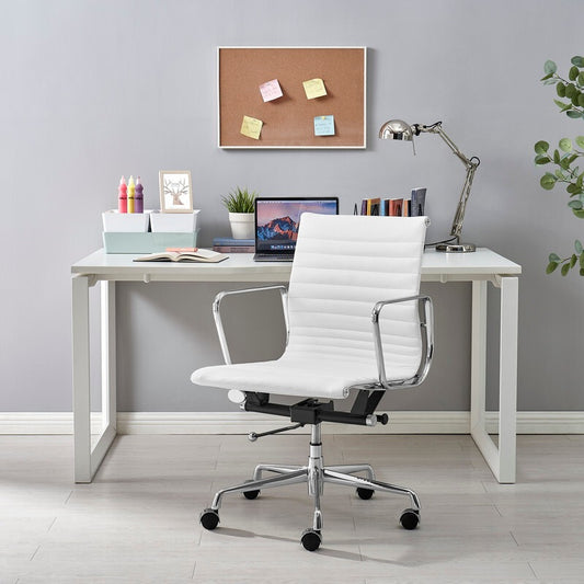 Eames Premium white Leather Low Back Office Chair