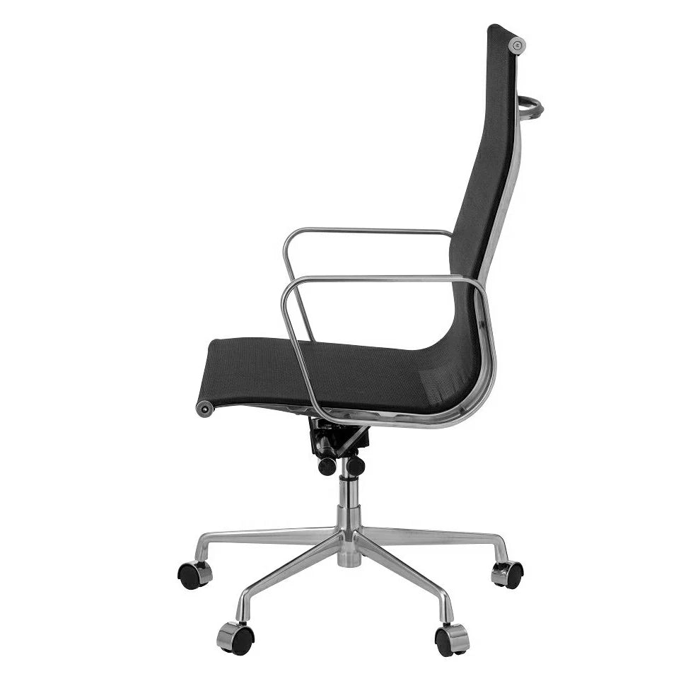 Eames Management EA119 Mesh Office Chair Replica High Back- Black side angle