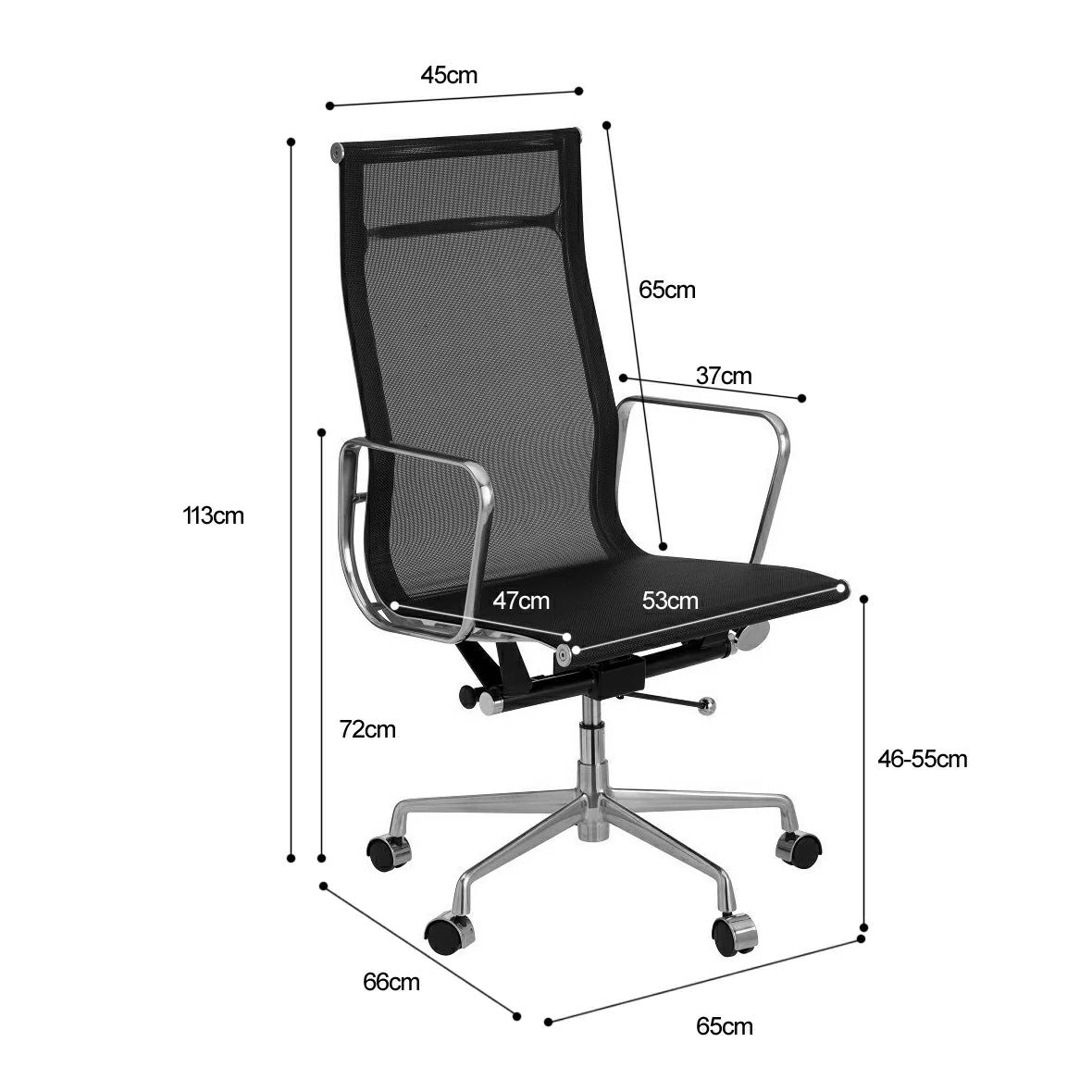 Eames executive office chair High Back black mesh size