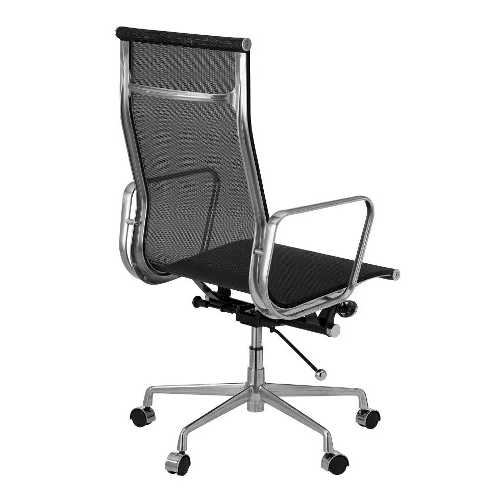 Eames Management EA119 Mesh Office Chair Replica High Back- Black 45° angle