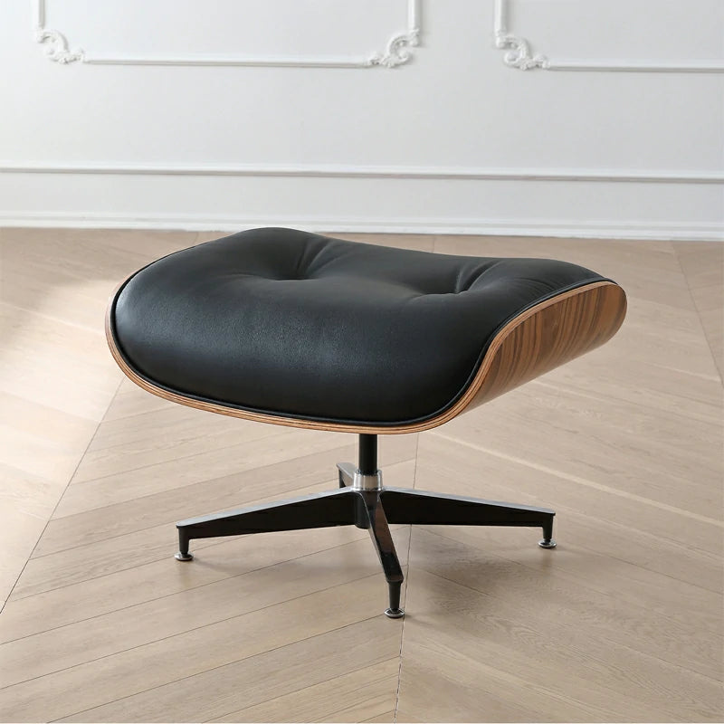 Eames ottoman Black Italian Leather