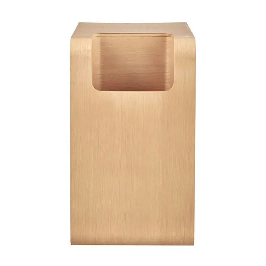 C-Shaped Natural Convertible Wood Side Table with Storage