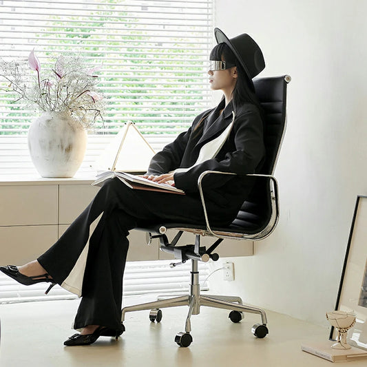 Eames executive office chair High Back black leather EA119