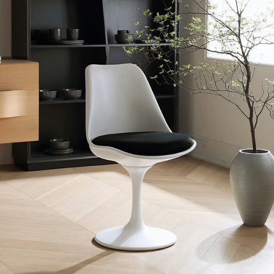 Réplica de silla de comedor Eero Saarinen - Silla Tulip - Blanca con asiento rojo