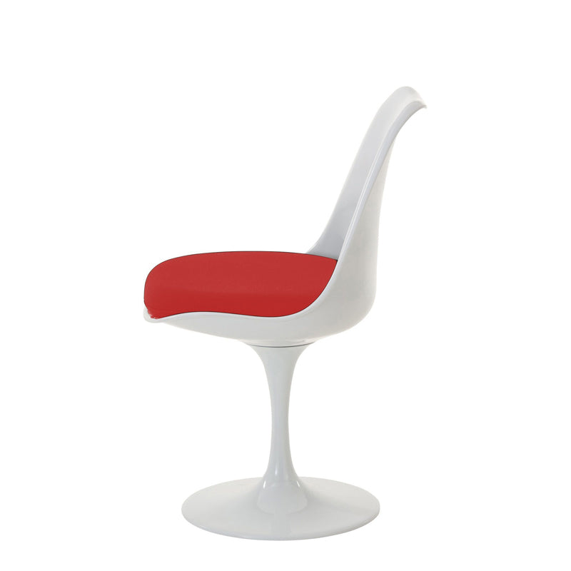 Replica Eero Saarinen Dining Chair - Tulip Chair - White with Red seat