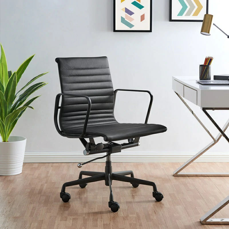 Eames executive office chair EA117 black Frame black leather 45° angle