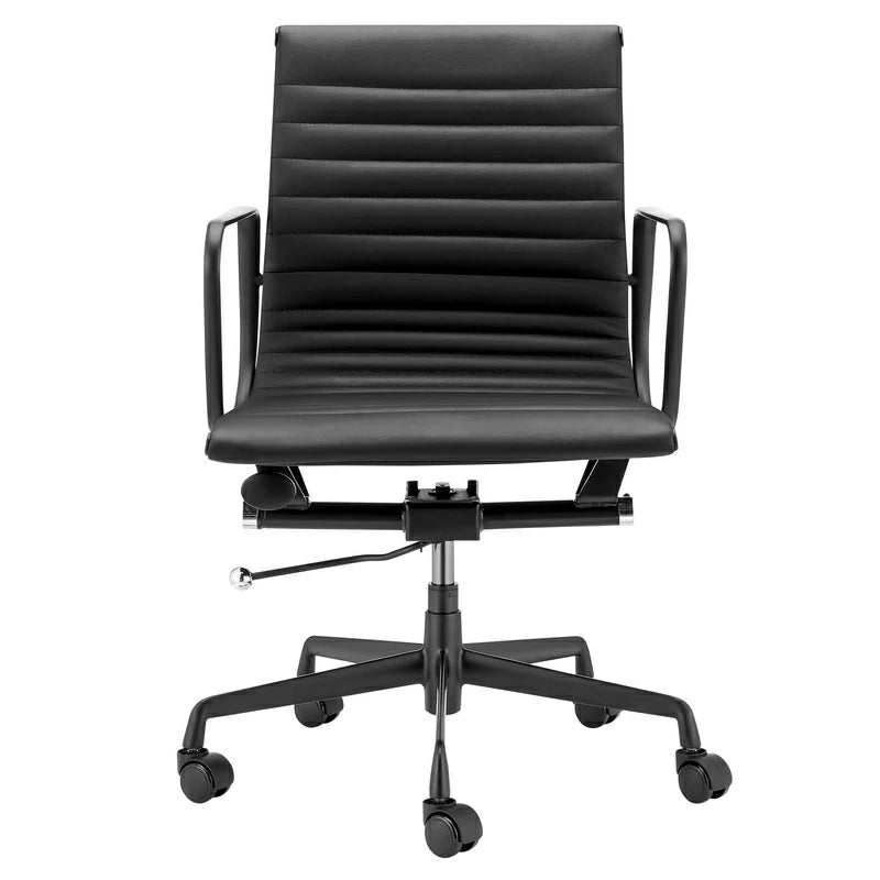Eames executive office chair EA117 black Frame black leather front side