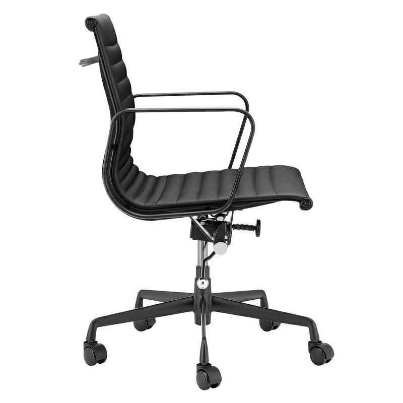Eames executive office chair EA117 black Frame black leather side angle