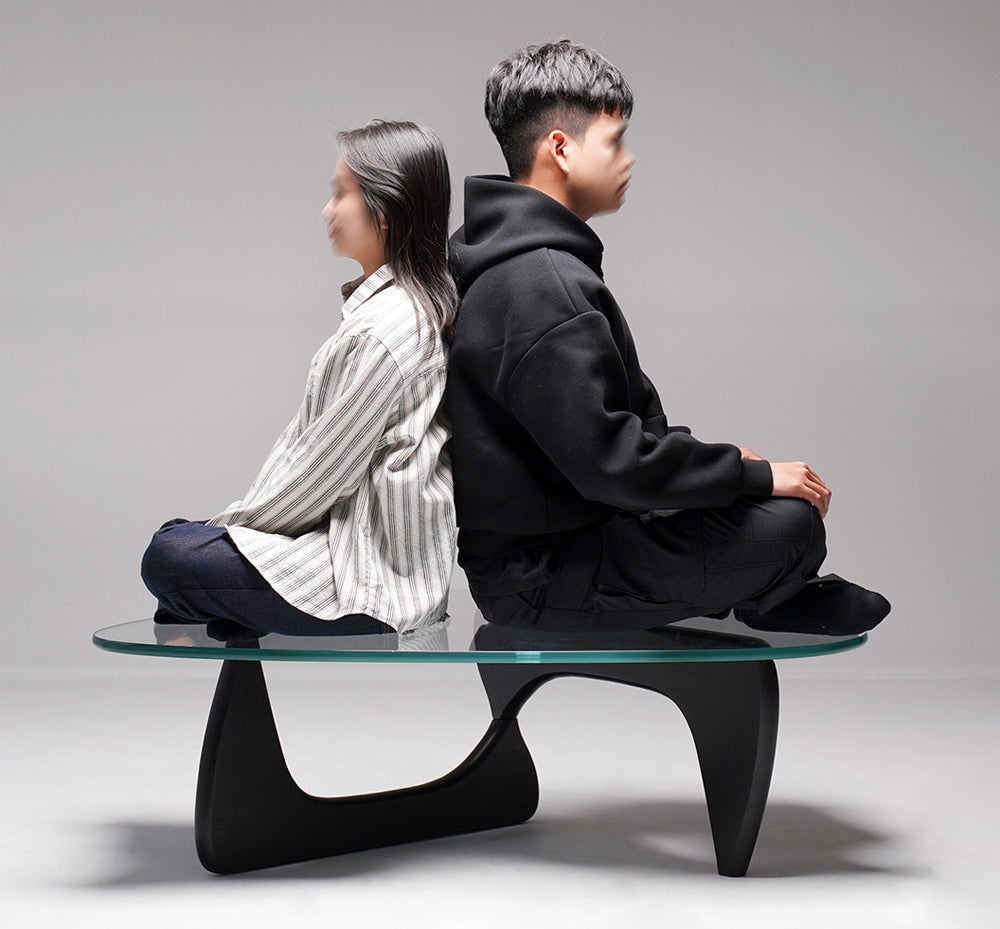 Replica Noguchi Coffee Table 19mm tempered glass black Base