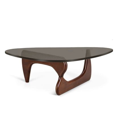 noguchi coffee table gray glass dary walnut base