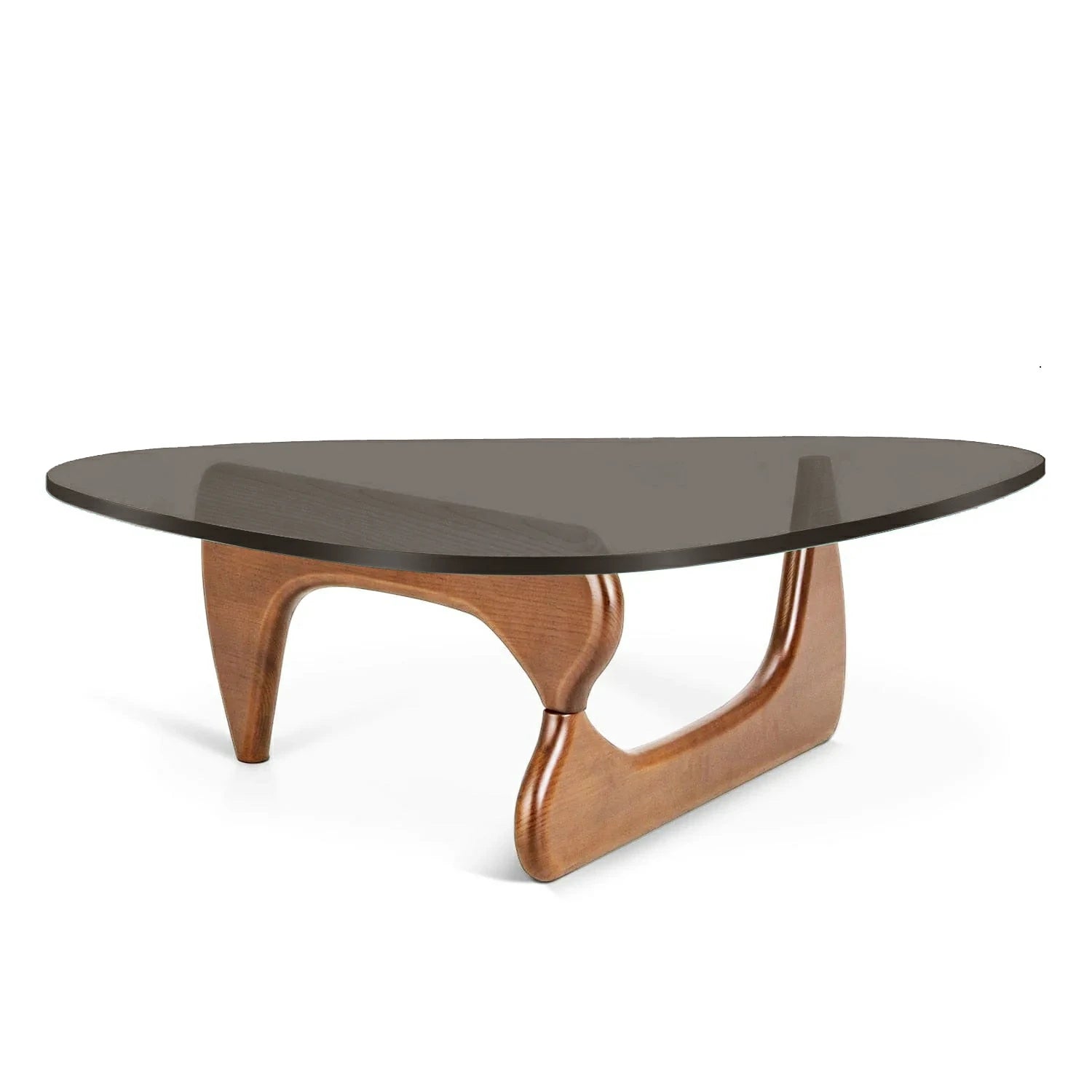 noguchi coffee table gray glass light walnut base