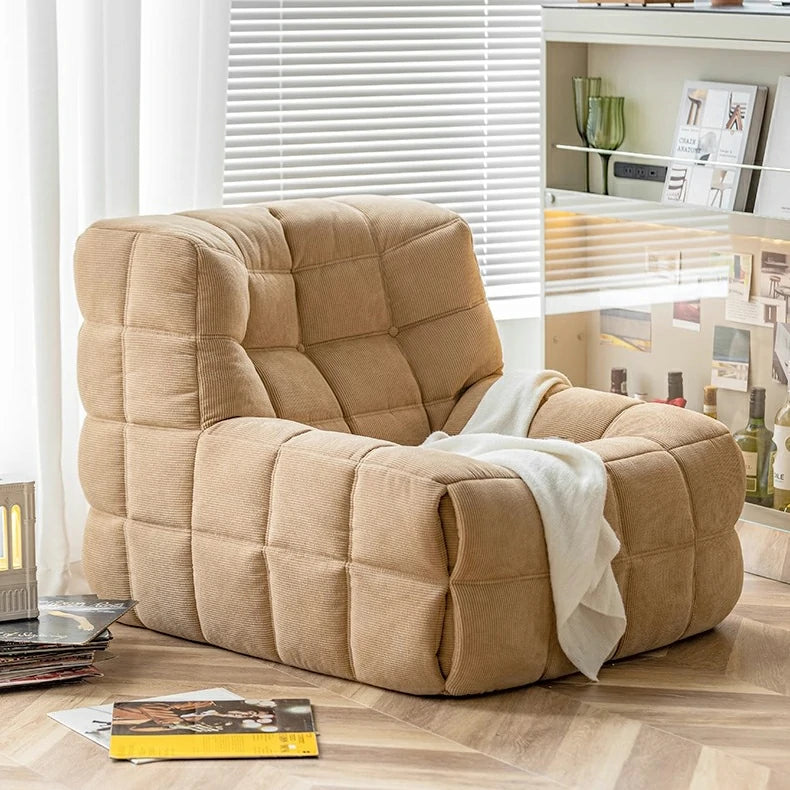 Cozy Solid Color Sponge Filled Bean Bag Chair Lazy Floor Sofa.