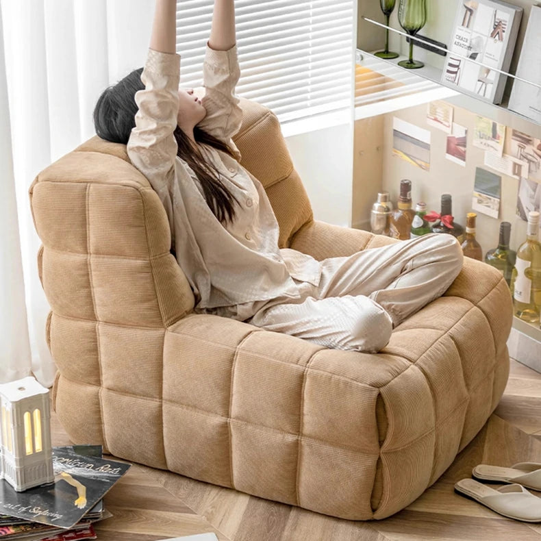 2. Cozy Solid Color Sponge Filled Bean Bag Lazy Floor Sofa