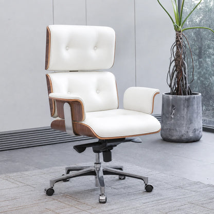Eames Premium High Back Replica Executive Office Chair (Walnut Black Leather)
