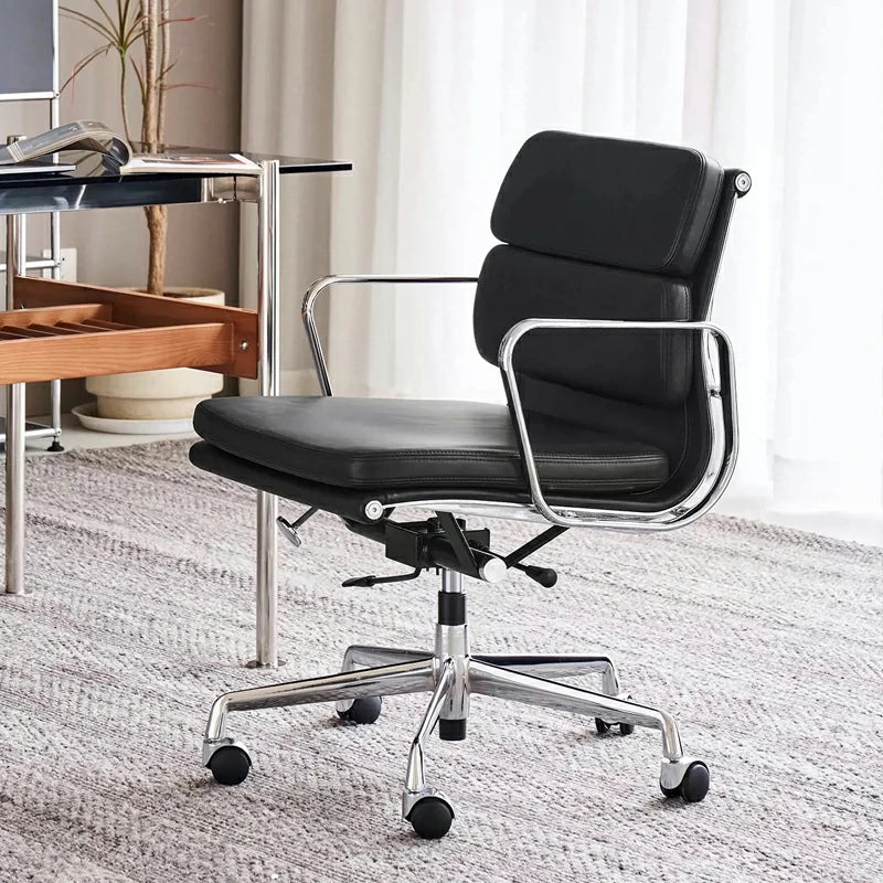 1. Eames Executive Soft Pad Genuine Black Leather Office Chair Low Back Replica