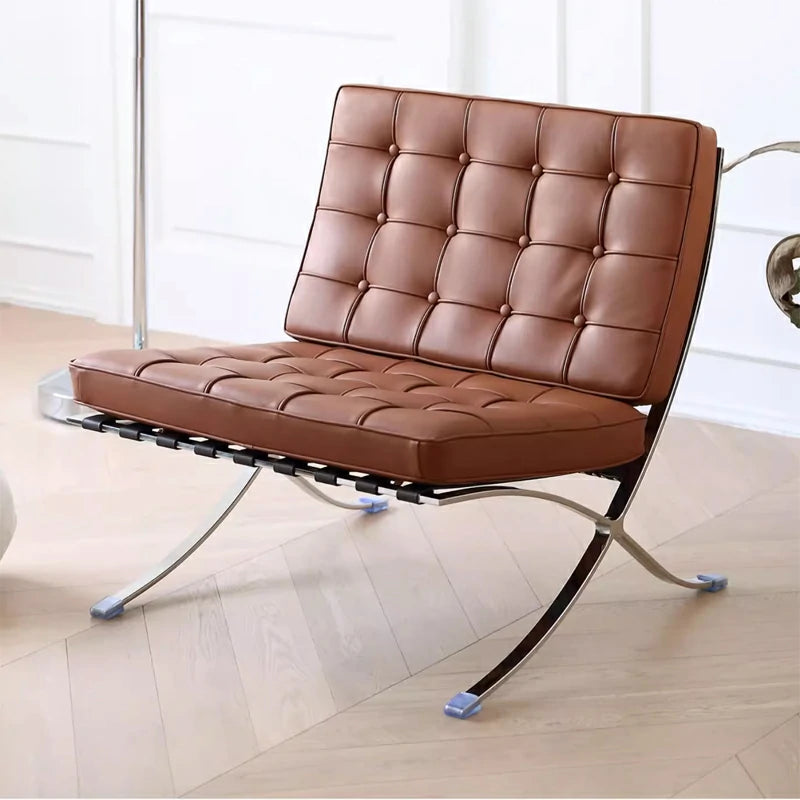 2. Replica Barcelona Chair Leather Light Brown Catalonia Lounge Chair