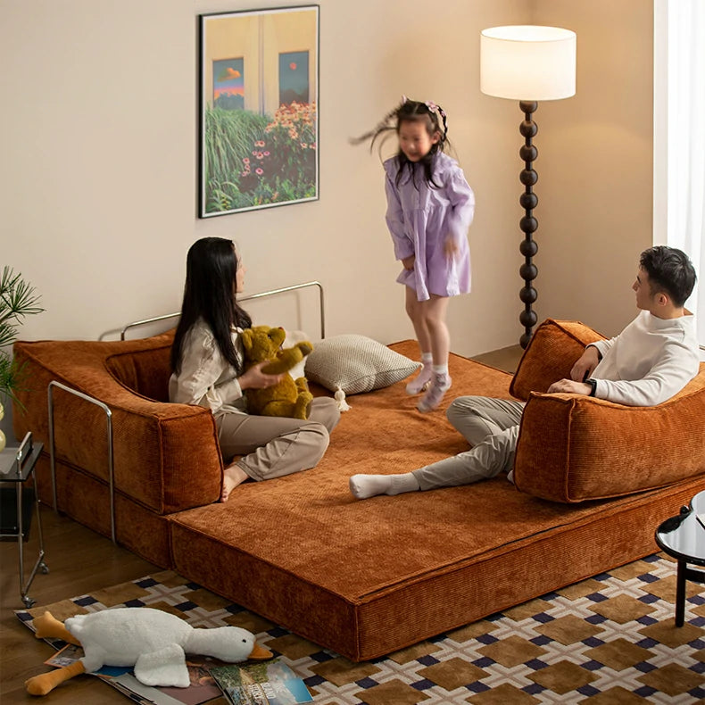 2. Wenaifurniture Convertible Sofa Bed – Burnt Orange Corduroy