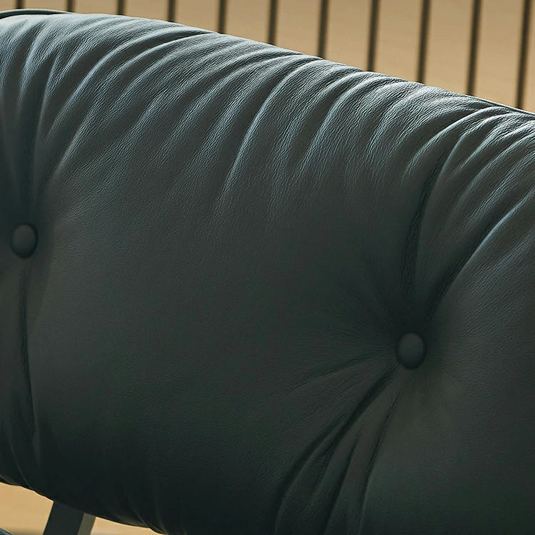 Eames lounge chair and ottoman Black Italian Leather Replica close up