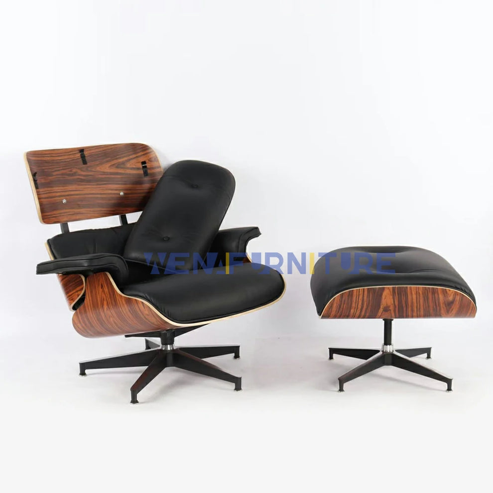 Eames lounge chair and ottoman Black full grain leather Replica