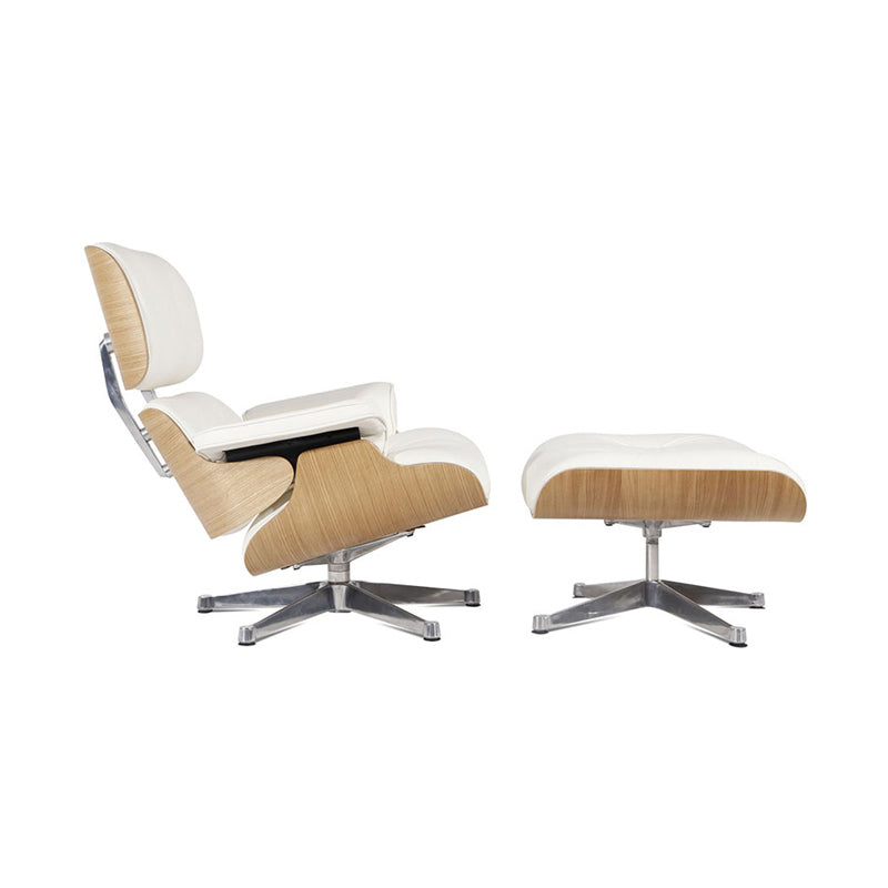 Fauteuil lounge et pouf Eames en cuir noir italien réplique