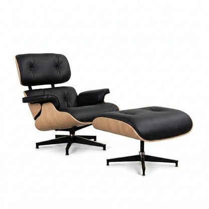 Eames lounge chair and ottoman Black full grain leather Replica