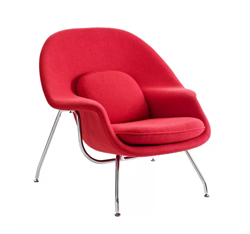 Replica Eero Saarinen Womb Chair and Ottoman in Red Fabric – wenaifurniture