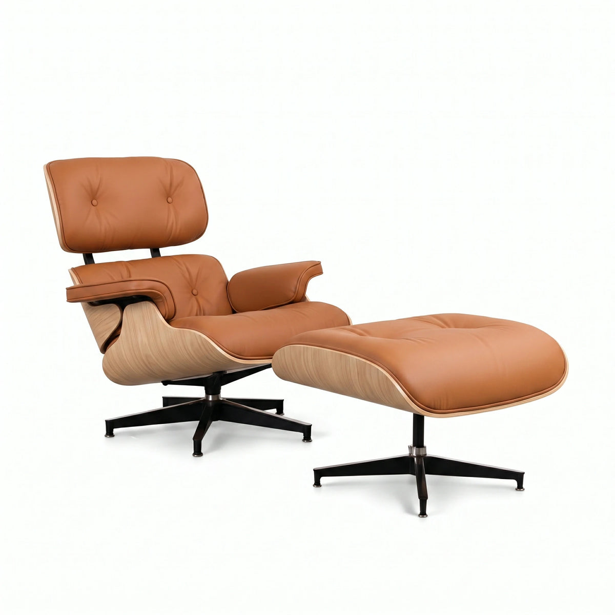 Eames lounge chair and ottoman Black full grain leather Replica