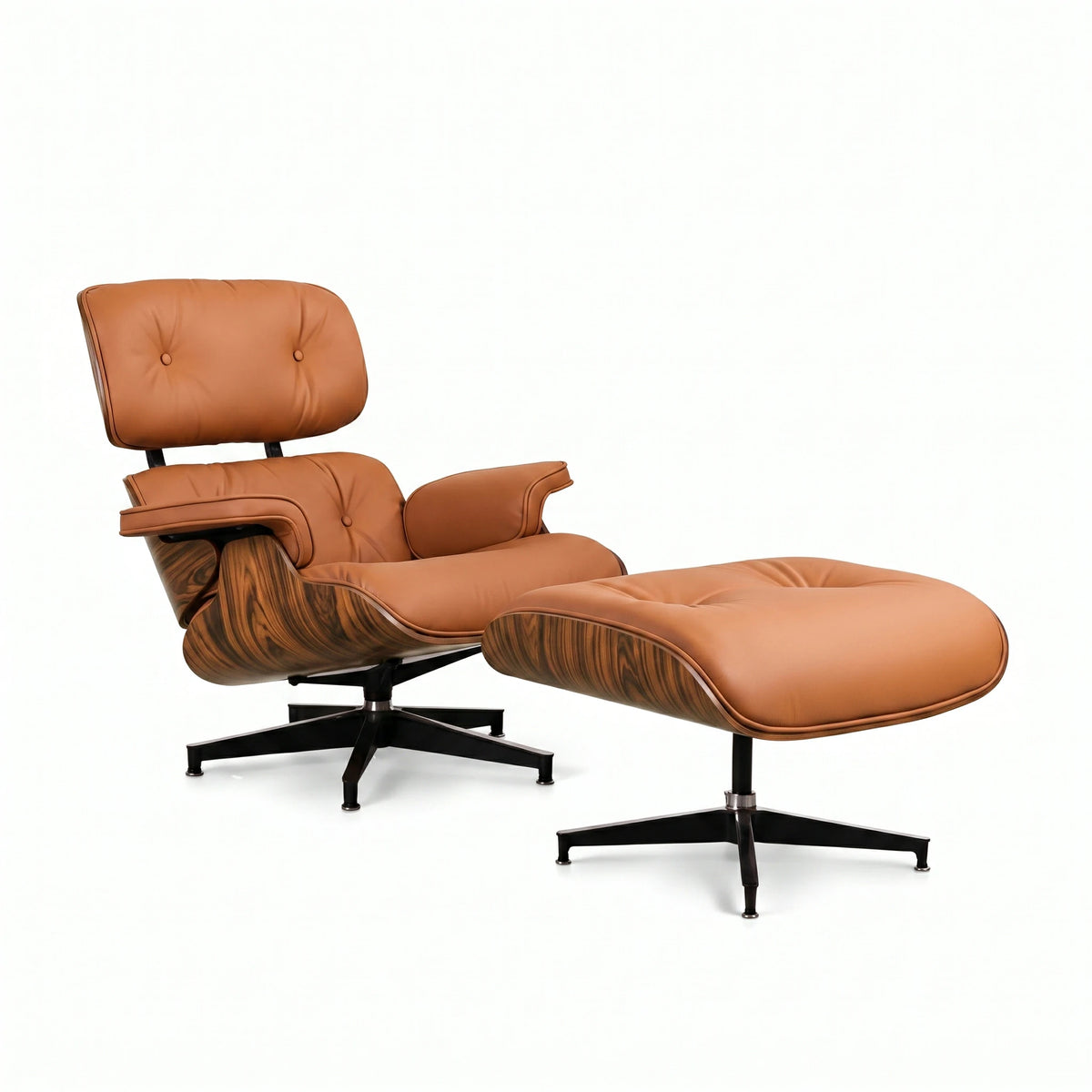 Eames lounge chair and ottoman Black full grain leather Replica