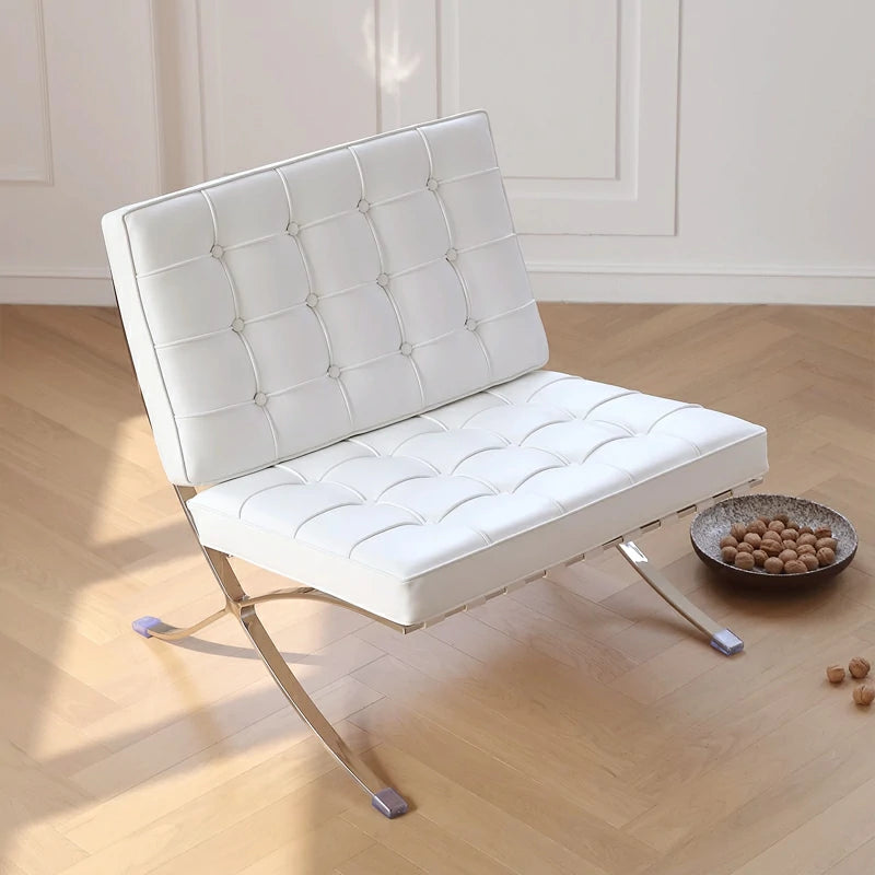  Barcelona Chair White Italian Leather